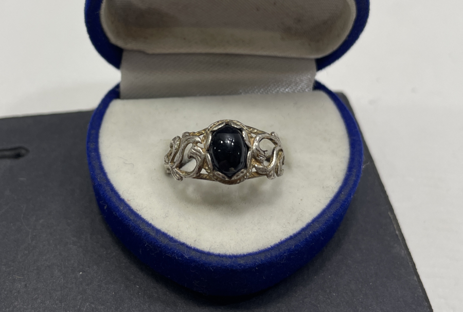 GRANAT TAŞLI ANTİKA GÜMÜŞ YÜZÜK