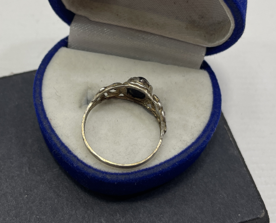 GRANAT TAŞLI ANTİKA GÜMÜŞ YÜZÜK