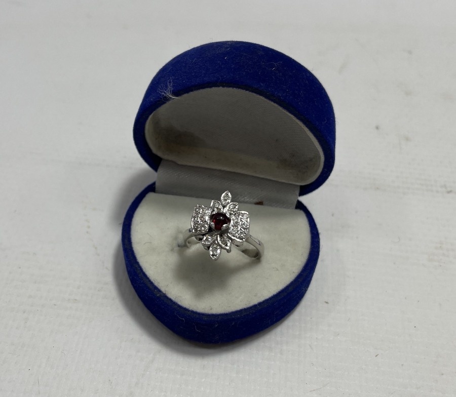 GRANAT VE PIRLANTA TAŞLI ÖZEL YAPIM ANTİKA YÜZÜK