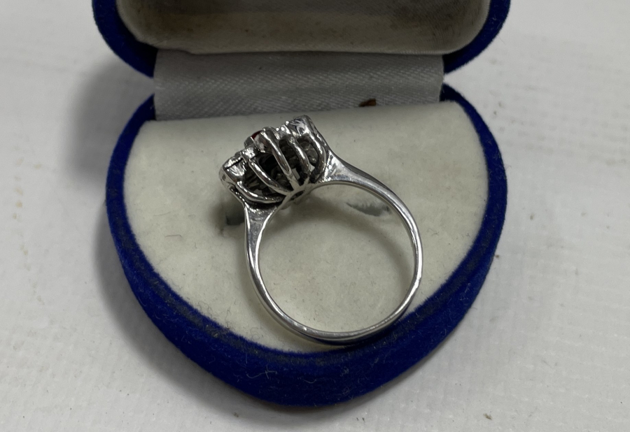 GRANAT VE PIRLANTA TAŞLI ÖZEL YAPIM ANTİKA YÜZÜK