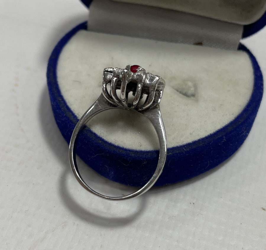 GRANAT VE PIRLANTA TAŞLI ÖZEL YAPIM ANTİKA YÜZÜK