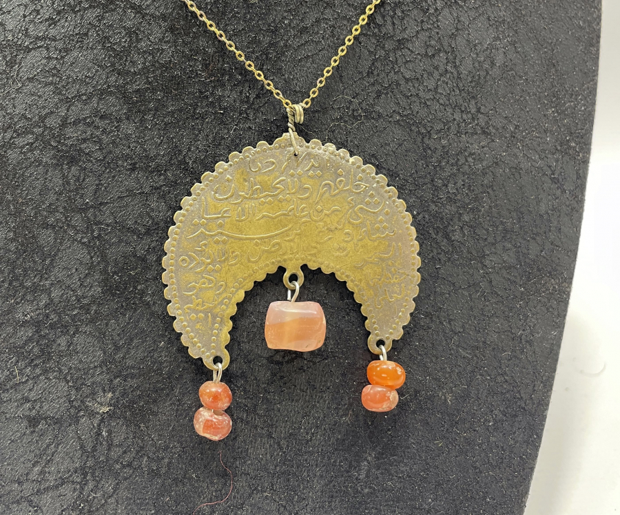 OSMANLI DÖNEMİ İKİ TARAFI DUALI HİLAL FORMUNDA KOLYE