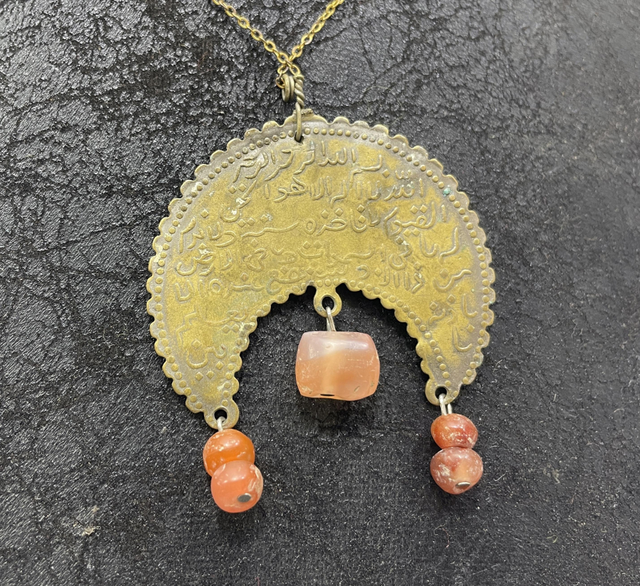 OSMANLI DÖNEMİ İKİ TARAFI DUALI HİLAL FORMUNDA KOLYE