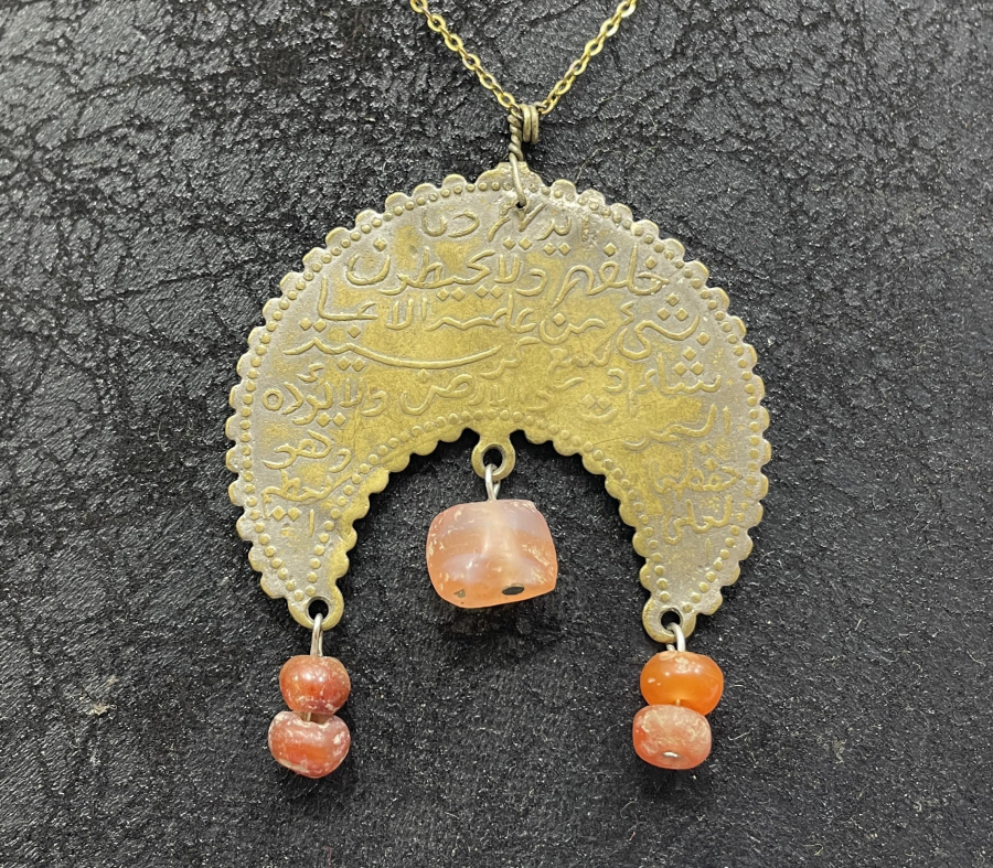 OSMANLI DÖNEMİ İKİ TARAFI DUALI HİLAL FORMUNDA KOLYE