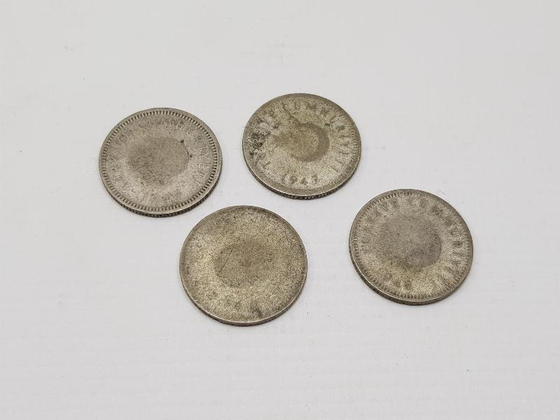 1947-1948 TARİHLİ 4 ADET GÜMÜŞ 50 KURUŞ