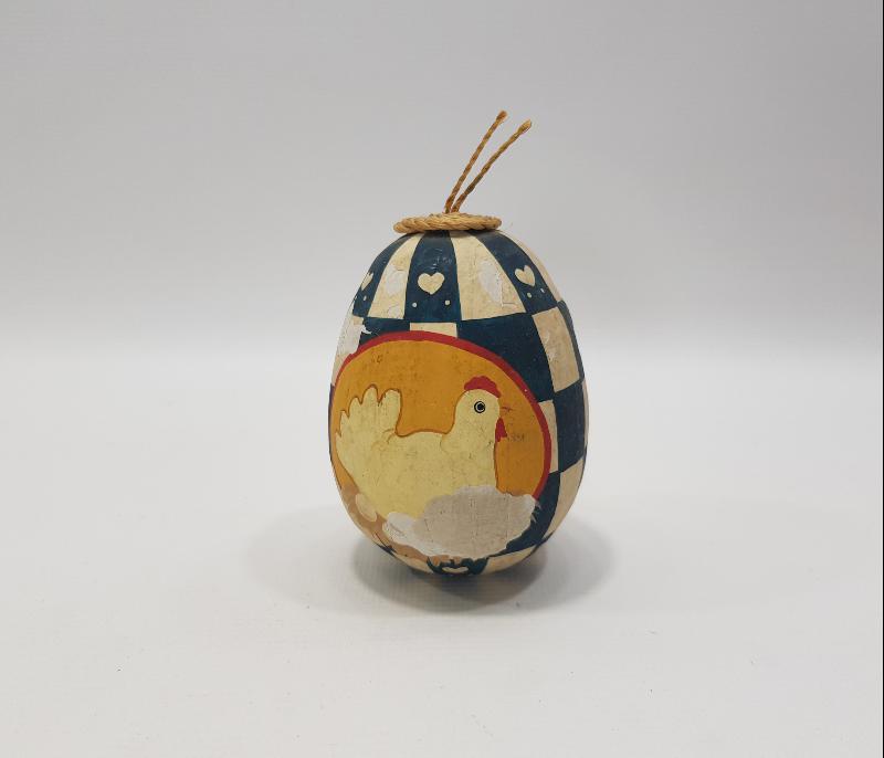 YUMURTLAYAN TAVUK TEMALI EL BOYAMA AHŞAP OASKALYA YUMURTASI