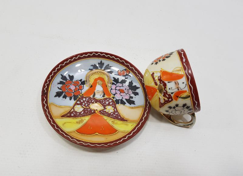 1900'LERDEN JAPON İMPARATORU RESİMLİ NADİR MİNELİ FİNCAN 