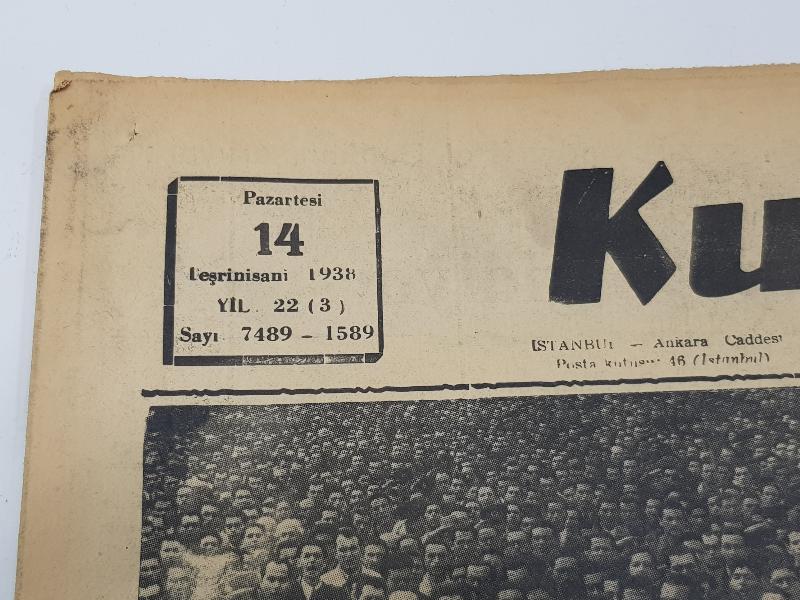 ATATÜRK'ÜN VEFAT HABERLERİ... 14 KASIM 1938 KURUN GAZETESİ