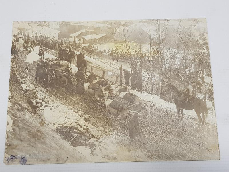 1. DÜNYA SAVAŞI ROMANYA CEPHESİNDE TÜRK TOPÇU BİRLİĞİ NAKLİYE ESNASINDA ORJİNAL FOTOĞRAF