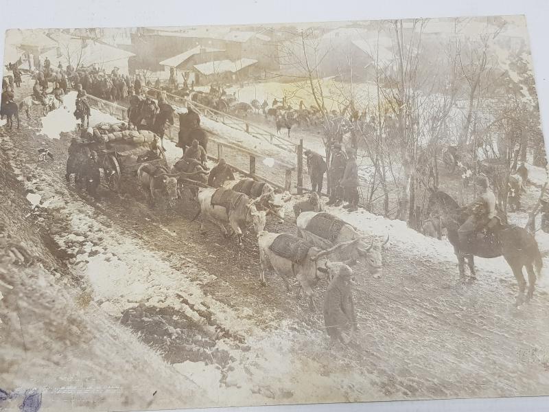 1. DÜNYA SAVAŞI ROMANYA CEPHESİNDE TÜRK TOPÇU BİRLİĞİ NAKLİYE ESNASINDA ORJİNAL FOTOĞRAF