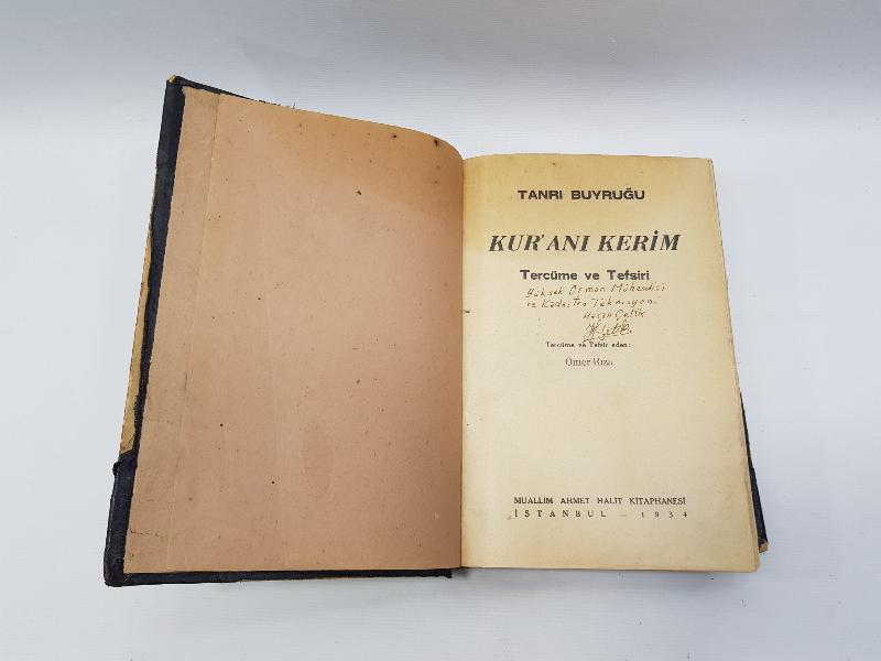 1934 BASKI ÇOK NADİR TANRI BUYRUĞU - KUR'AN-I KERİM - ÇOK NADİR 