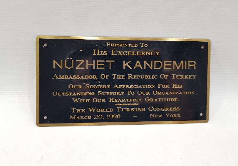 1998 AMERİKA BÜYÜKELÇİSİ NÜZHET KANDEMİR TABELA