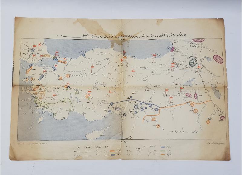 OSMANLICA HARİTA: YUNAN VE İTİLAF ORDULARININ İŞGAL MINTIKALARI 