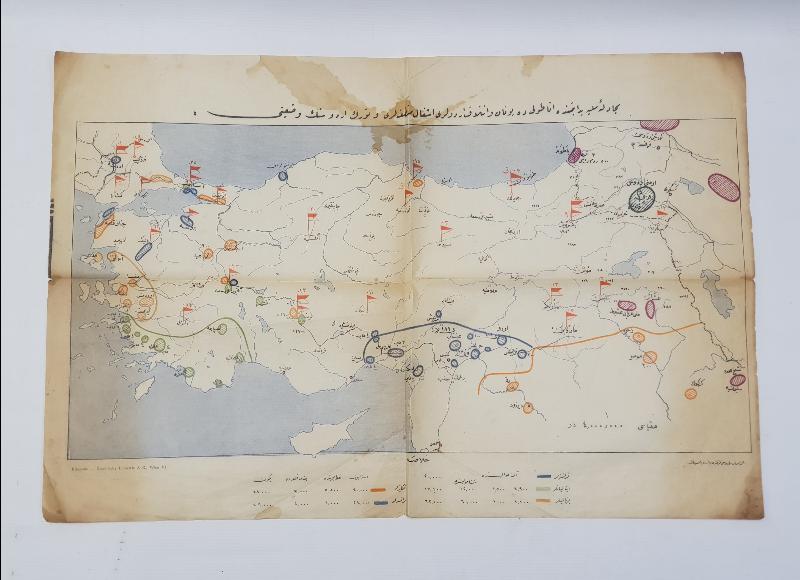 OSMANLICA HARİTA: YUNAN VE İTİLAF ORDULARININ İŞGAL MINTIKALARI 