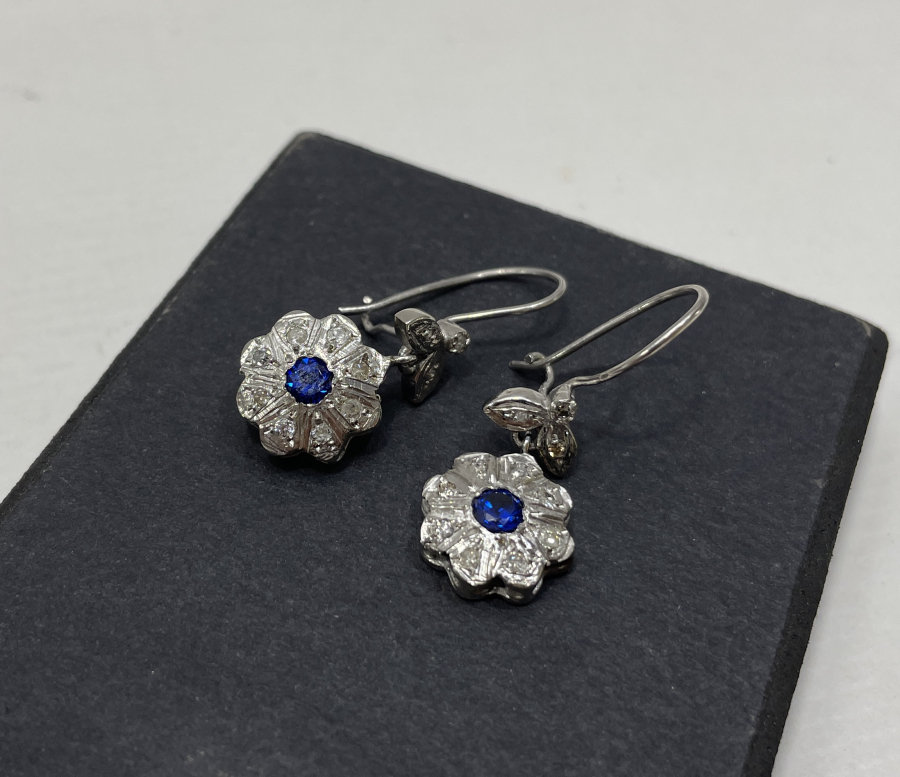 ÖZEL YAPIM ANTİKA PIRLANTA TAŞLI KÜPE