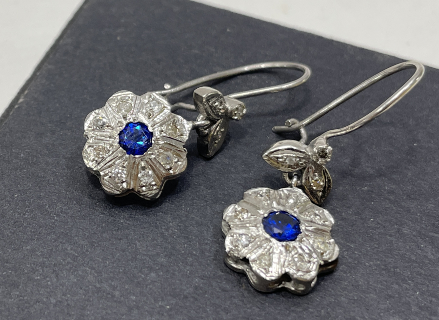 ÖZEL YAPIM ANTİKA PIRLANTA TAŞLI KÜPE