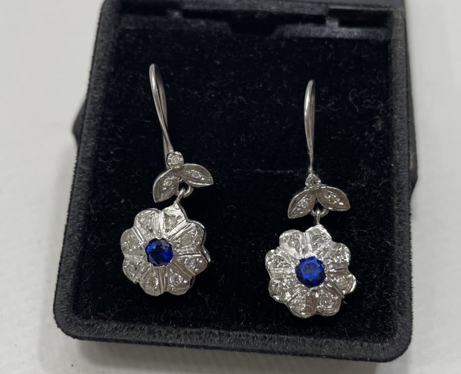 ÖZEL YAPIM ANTİKA PIRLANTA TAŞLI KÜPE