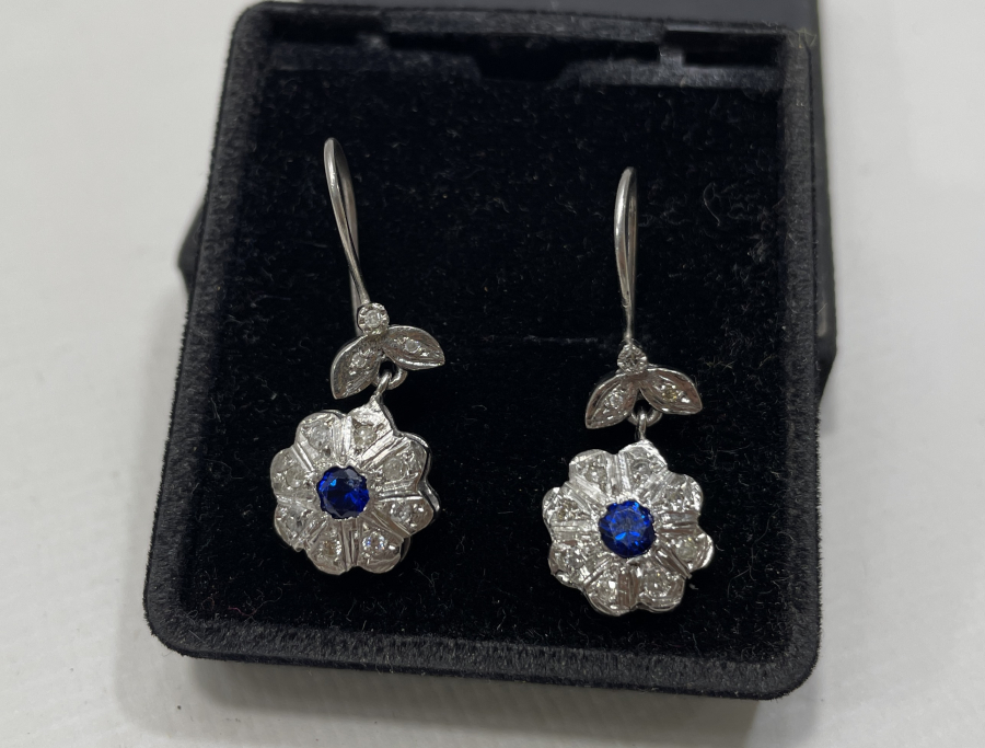 ÖZEL YAPIM ANTİKA PIRLANTA TAŞLI KÜPE