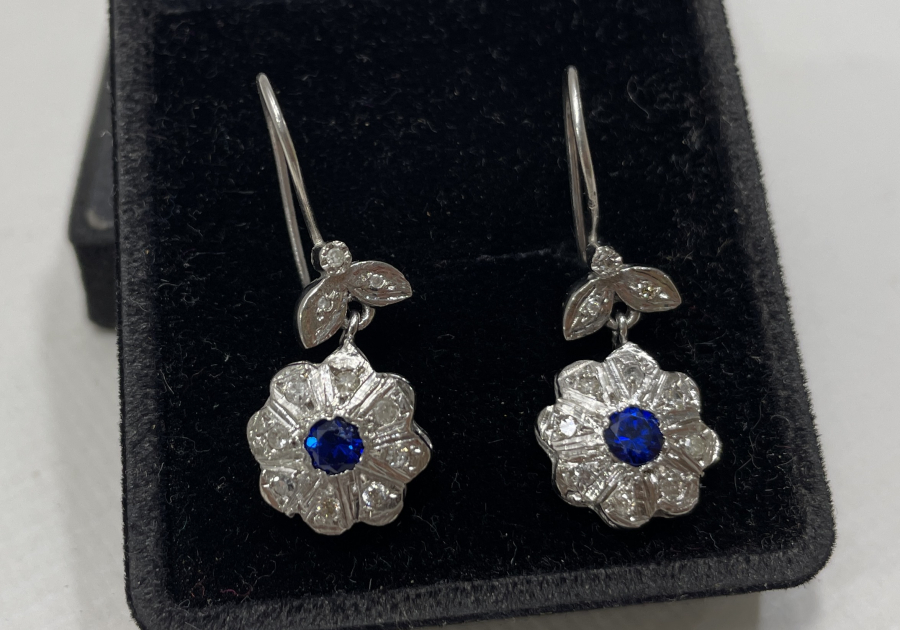 ÖZEL YAPIM ANTİKA PIRLANTA TAŞLI KÜPE