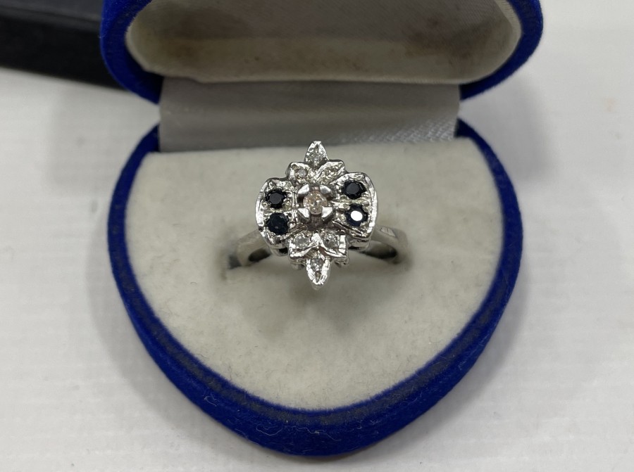 PIRLANTA VE GRANAT TAŞLI ÖZEL YAPIM ANTİKA YÜZÜK