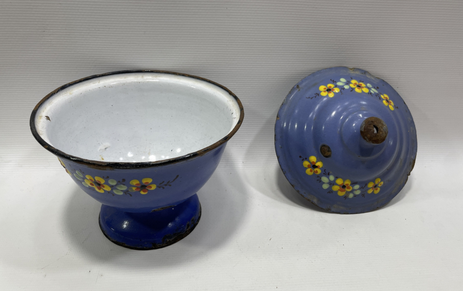 ÜZERİ MİNE İŞÇİLİKLİ OSMANLI DÖNEMİ EMAYE KAPAKLI SAHAN