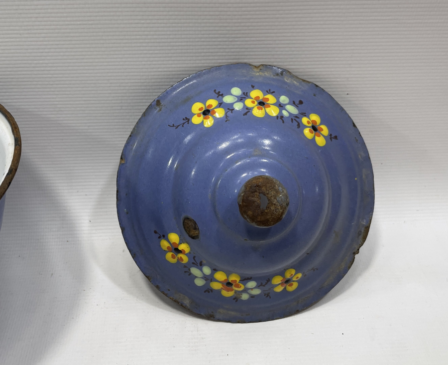 ÜZERİ MİNE İŞÇİLİKLİ OSMANLI DÖNEMİ EMAYE KAPAKLI SAHAN