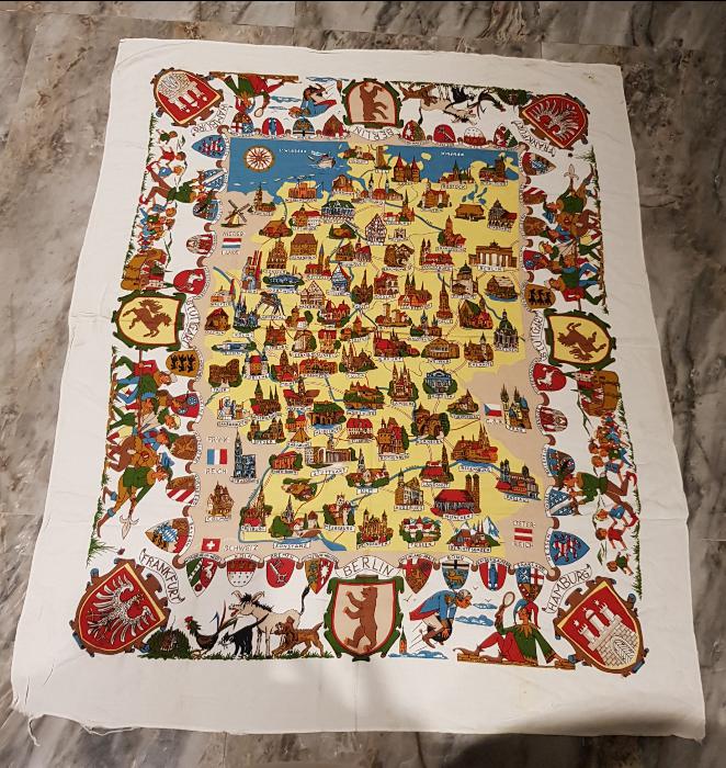 ALMANYA EYALET VE ŞEHİRLERİNİ GÖSTERİR MASA ÖRTÜSÜ