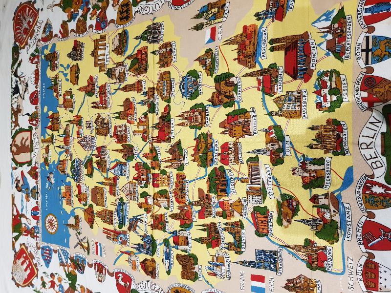 ALMANYA EYALET VE ŞEHİRLERİNİ GÖSTERİR MASA ÖRTÜSÜ