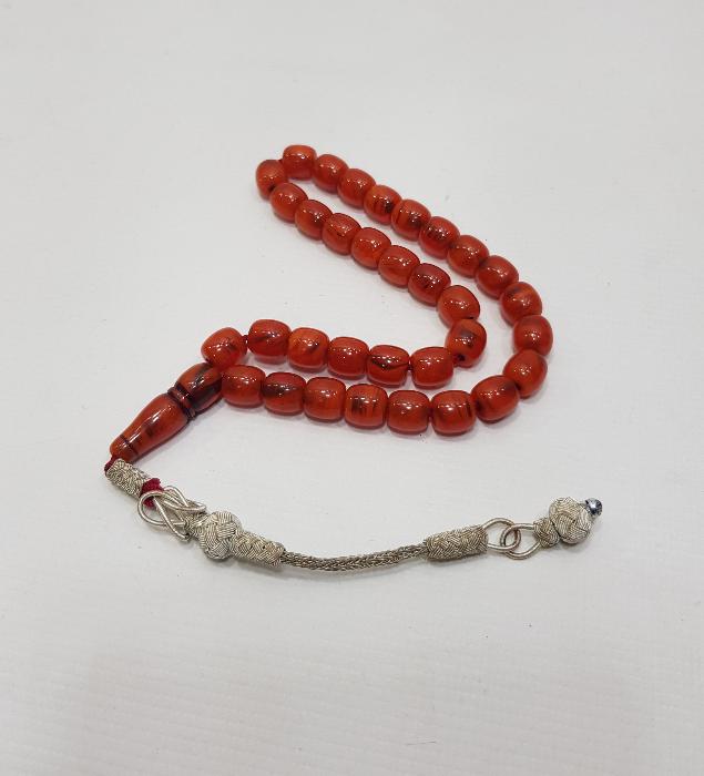 GÜMÜŞ KAZAZ PÜSKÜLLÜ SIKMA KEHRİBAR TESPİH