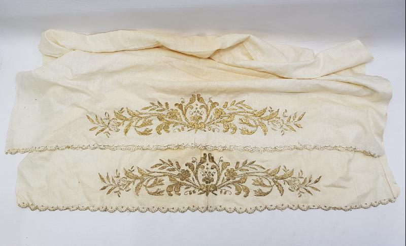 OSMANLI DÖNEMİ ALTIN SIRMA İŞLEMELİ BURSA İŞİ HAVLU