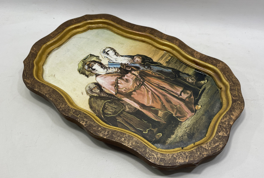 AVRUPA YAPIMI ANTİKA ORYANTALİST AHŞAP DUVAR TEPSİSİ