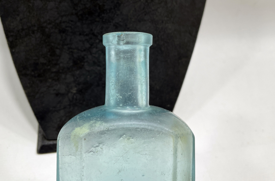 CONSTANTİNOPLE YAZILI OSMANLI DÖNEMİ ÇOK NADİR MAVİ RENKLİ KOKU ŞİŞESİ