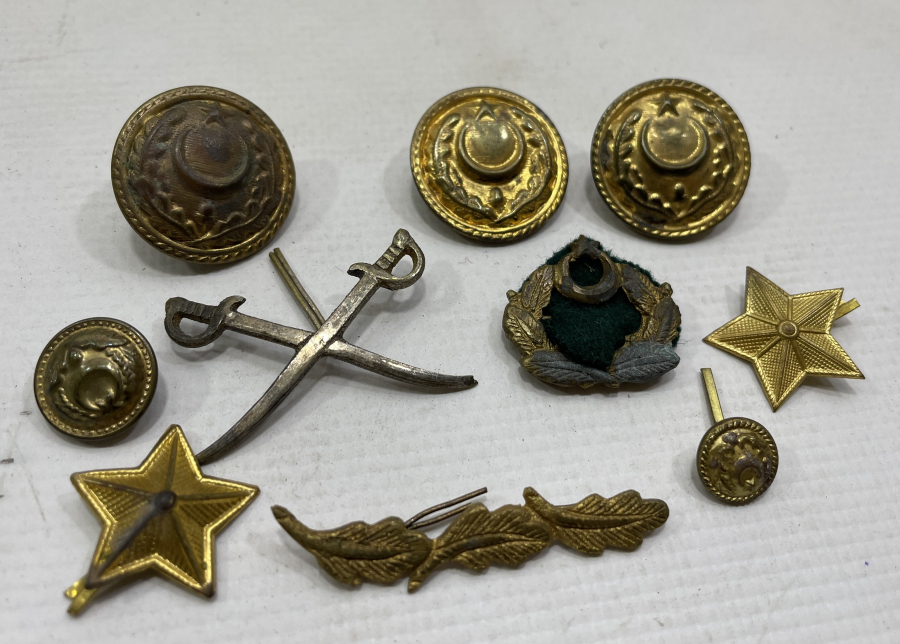 ANTİKA ASKERİ SUBAY ROZET - BRÖVE VE DÜĞME LOTU