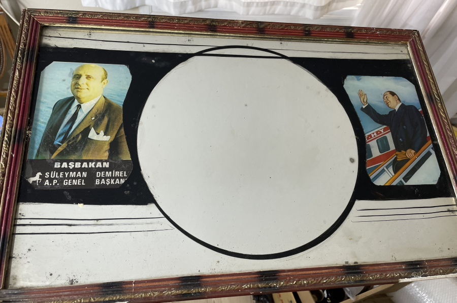SÜLEYMAN DEMİREL VE ADNAN MENDERES GÖRSELLİ ANTİKA BÜYÜK BOY AYNA