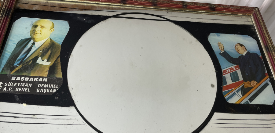 SÜLEYMAN DEMİREL VE ADNAN MENDERES GÖRSELLİ ANTİKA BÜYÜK BOY AYNA