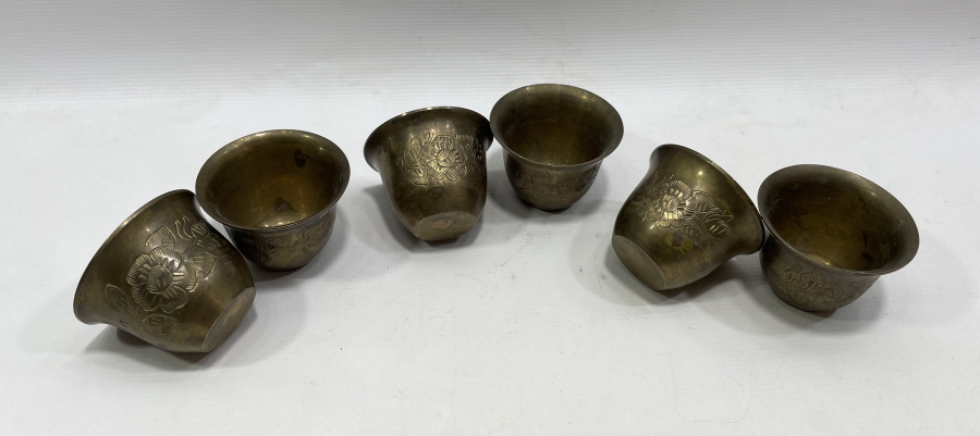 ÜZERLERİ KALEM İŞÇİLİKLİ OSMANLI DÖNEMİ 6 LI FİNCAN ZARFI TAKIMI