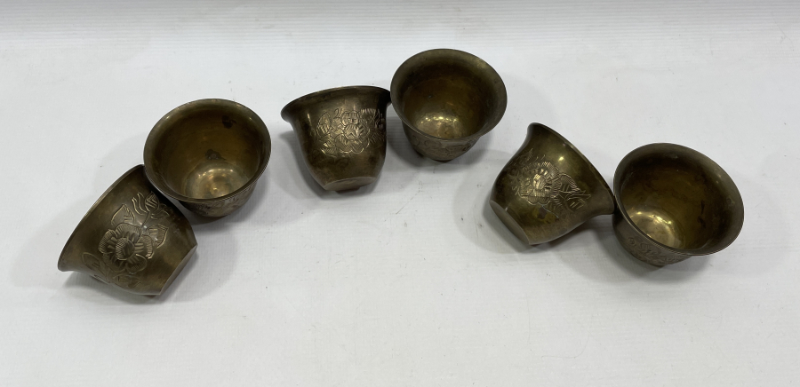 ÜZERLERİ KALEM İŞÇİLİKLİ OSMANLI DÖNEMİ 6 LI FİNCAN ZARFI TAKIMI