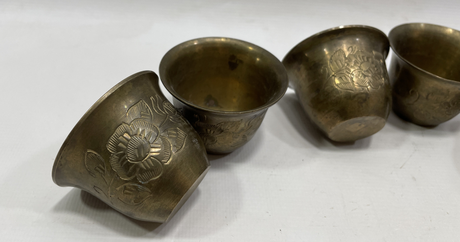 ÜZERLERİ KALEM İŞÇİLİKLİ OSMANLI DÖNEMİ 6 LI FİNCAN ZARFI TAKIMI