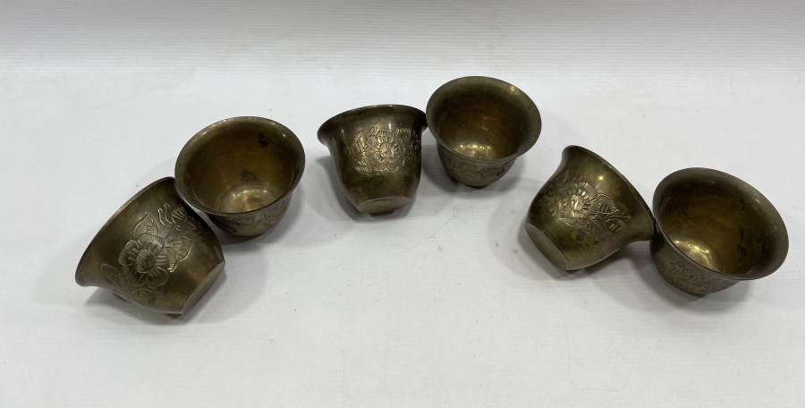 ÜZERLERİ KALEM İŞÇİLİKLİ OSMANLI DÖNEMİ 6 LI FİNCAN ZARFI TAKIMI