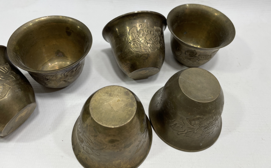 ÜZERLERİ KALEM İŞÇİLİKLİ OSMANLI DÖNEMİ 6 LI FİNCAN ZARFI TAKIMI