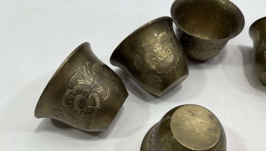 ÜZERLERİ KALEM İŞÇİLİKLİ OSMANLI DÖNEMİ 6 LI FİNCAN ZARFI TAKIMI