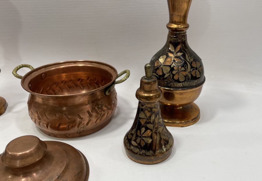 EL YAPIMI ERZİNCAN İŞİ İŞLEMELİ BAKIR OBJE LOTU