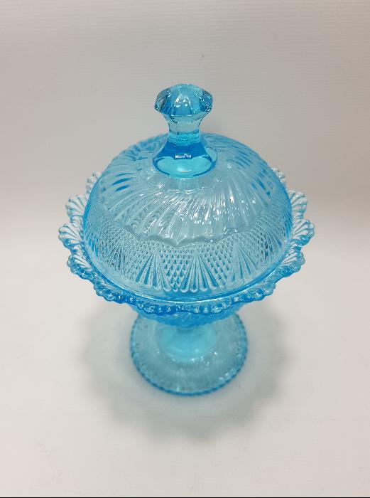 1900'LÜ YILLARDAN MAVİ RENKLİ CAM ŞEKERLİK