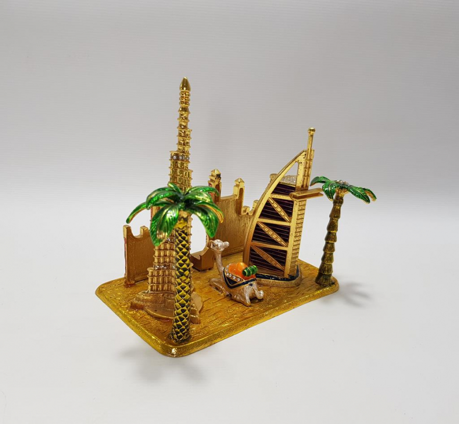 BURJ AL ARAB & BURJ KHALİFA KULELERİ GÖRSELLİ MİNELİ MASA ÜSTÜ OBJESİ