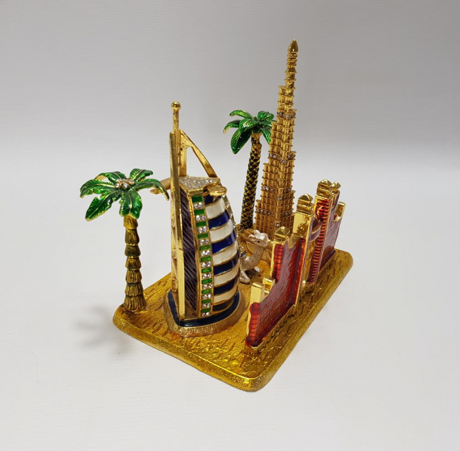 BURJ AL ARAB & BURJ KHALİFA KULELERİ GÖRSELLİ MİNELİ MASA ÜSTÜ OBJESİ