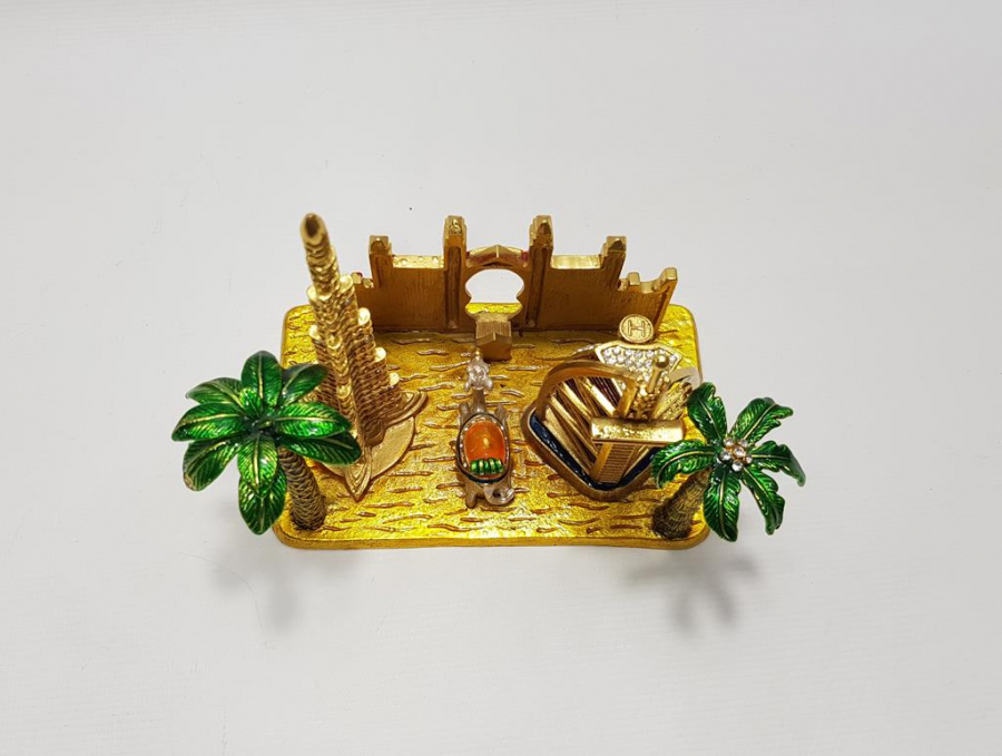 BURJ AL ARAB & BURJ KHALİFA KULELERİ GÖRSELLİ MİNELİ MASA ÜSTÜ OBJESİ