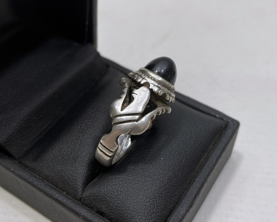 OSMANLI DÖNEMİ İKİ TARAFI KARTAL FİGÜRLÜ OLTU TAŞLI ÇERKES İŞİ YÜZÜK