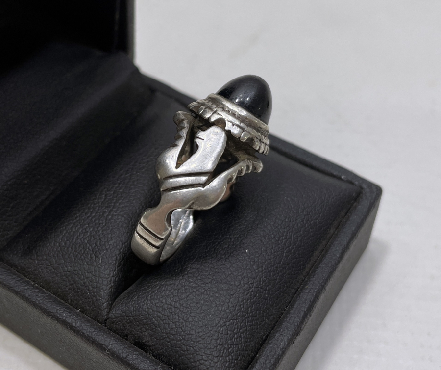 OSMANLI DÖNEMİ İKİ TARAFI KARTAL FİGÜRLÜ OLTU TAŞLI ÇERKES İŞİ YÜZÜK