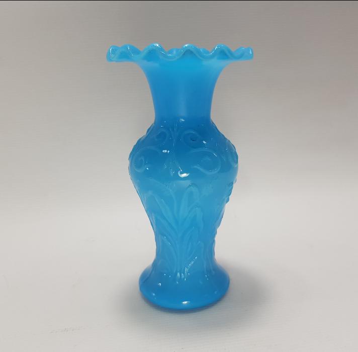 OSMANLI DÖNEMİ MAVİ RENKLİ KOPARMA OPAL VAZO