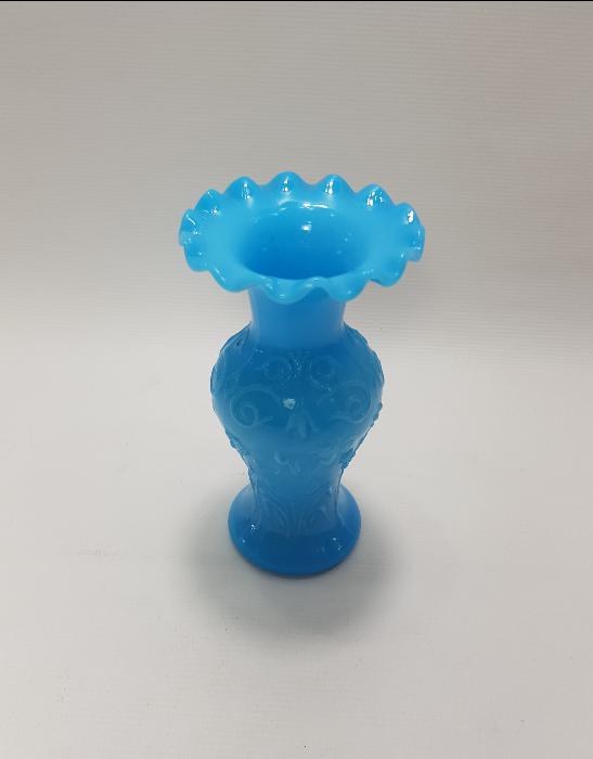 OSMANLI DÖNEMİ MAVİ RENKLİ KOPARMA OPAL VAZO